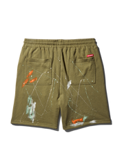 PAINT SPLAT KNIT SHORTS (GREEN)